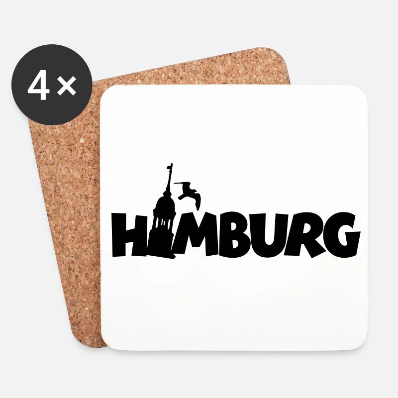 Hamburg am Hamburger Hafen - Untersetzer (4er-Set) - Weiß