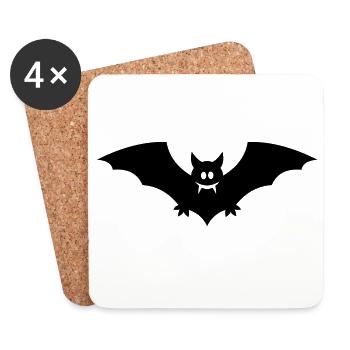 Gruselige schwarze Fledermaus mit Vampirzähnen - Untersetzer (4er-Set) - Weiß - Vorne
