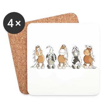 Funny Horses - Pferde - Pferd - Untersetzer (4er-Set) - Weiß - Vorne