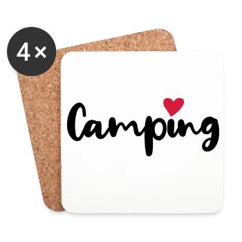 Camping Camper Coeur Vacances d’été Camping-car Fan - Dessous de verre (lot de 4) - blanc - Devant