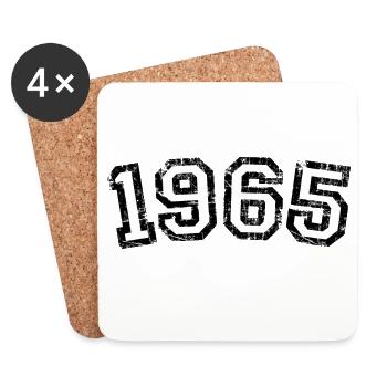 Year 1965 Birthday Design Vintage White - Coasters (set of 4) - white - Front