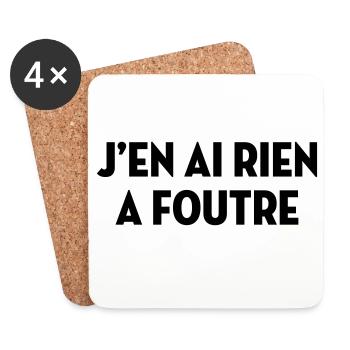 J'en ai rien à foutre / Humour / Drôle / Blague - Dessous de verre (lot de 4) - blanc - Devant