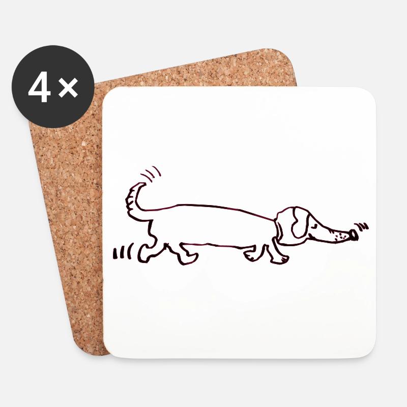 witziger Dackel, Teckel, Hund, Dachshund - Untersetzer (4er-Set) - Weiß