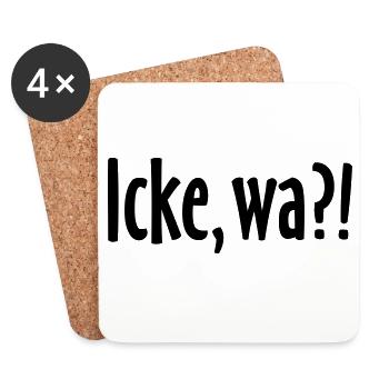 Icke, wa?! Berlin Spruch - Berliner Sprüche - Untersetzer (4er-Set) - Weiß - Vorne