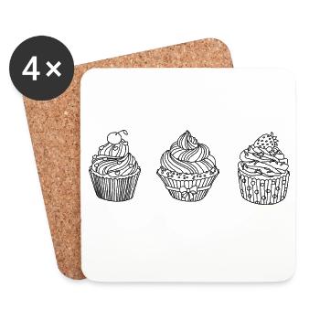 Muffins Törtchen Desing  - Untersetzer (4er-Set) - Weiß - Vorne