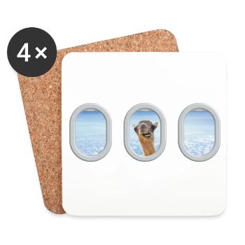 Flugzeug Fenster Kamel Urlaub Fernweh Reise - Untersetzer (4er-Set) - Weiß - Vorne