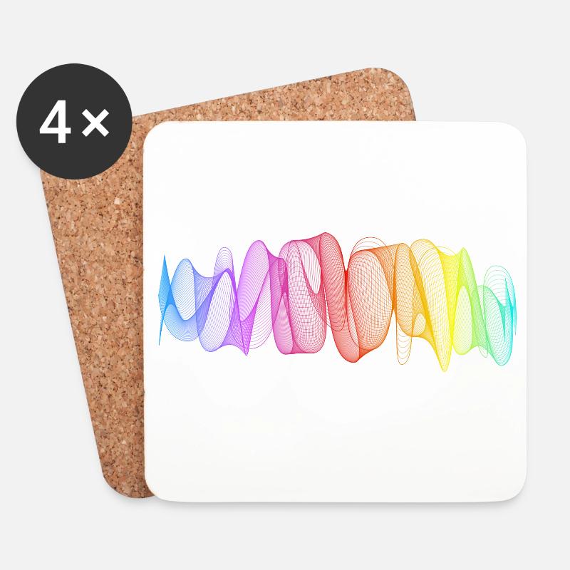 Abstrakte Linien Design 12 - Untersetzer (4er-Set) - Weiß