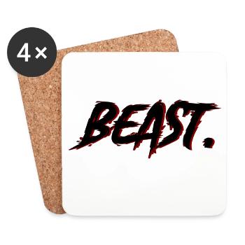 Beast Brushstroke Red on Black - Coasters (set of 4) - white - Front