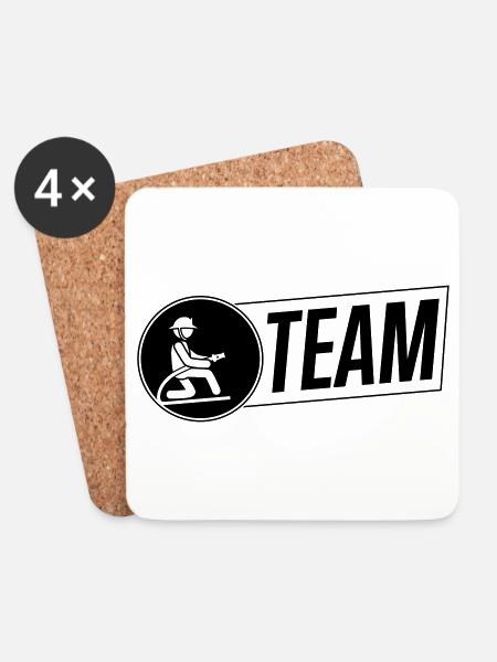 feuerwehrmann feuerwehr team logo - Untersetzer (4er-Set) - Weiß