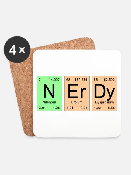Periodensystem - NErDy - Untersetzer (4er-Set) - Weiß