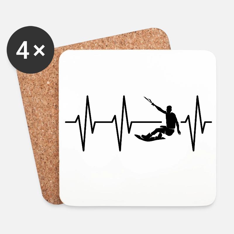 wakeboarder kitesurfer Herzschlag Puls Symbol - Untersetzer (4er-Set) - Weiß