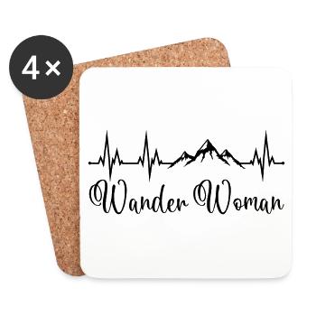 Wander Woman Heartbeat Mountains Hiking Wanderwoman - Coasters (set of 4) - white - Front