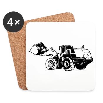 Lademaschine Silhouette Radlader Steinbruch - Untersetzer (4er-Set) - Weiß - Vorne