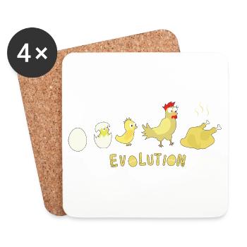 Evolution Egg Chicken Roast Chicken BBQ Barbecue - Coasters (set of 4) - white - Front