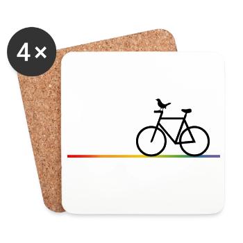 LGBT Fahrradstrecke mit schwarzem Fahrrad - Untersetzer (4er-Set) - Weiß - Vorne