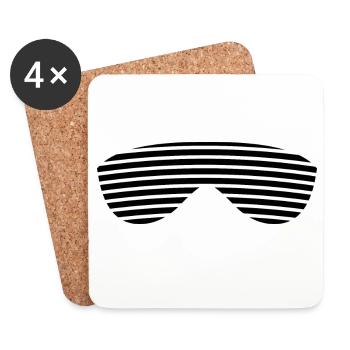 Brille schwarz gestreift - Untersetzer (4er-Set) - Weiß - Vorne