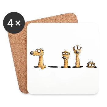 Drôle de suricates I Wildlife Fun - Dessous de verre (lot de 4) - blanc - Devant