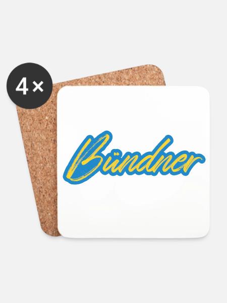 Bündner Schriftzug gelb-blau - Untersetzer (4er-Set) - Weiß