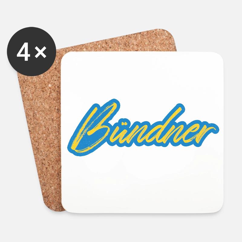 Bündner Schriftzug gelb-blau - Untersetzer (4er-Set) - Weiß