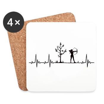 Archery Heartbeat with Archer Woman - Coasters (set of 4) - white - Front
