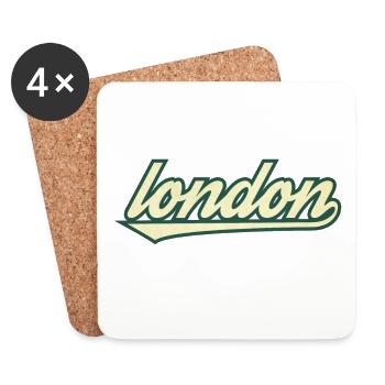 London Retro Schriftzug Tee - Untersetzer (4er-Set) - Weiß - Vorne