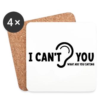 Deaf, hard of hearing, deafness, hearing loss sign - Coasters (set of 4) - white - Front