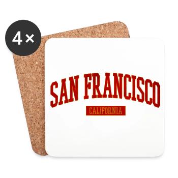 San Francisco Vintage Uni Schriftzug - Untersetzer (4er-Set) - Weiß - Vorne