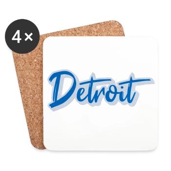 Detroit Blue Brush Font - Coasters (set of 4) - white - Front