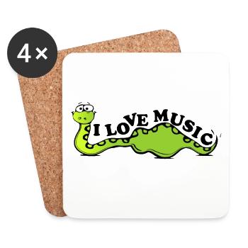 Le serpent aime la musique - Dessous de verre (lot de 4) - blanc - Devant