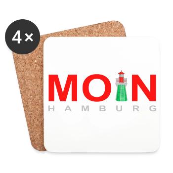 Moin Hamburg, Leuchtturm "Bunthaus" Deutschland - Untersetzer (4er-Set) - Weiß - Vorne