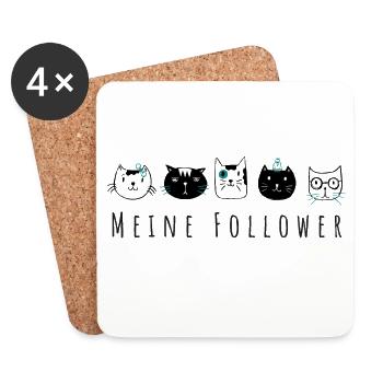 Meine Follower - Katzen, Illustration - Untersetzer (4er-Set) - Weiß - Vorne