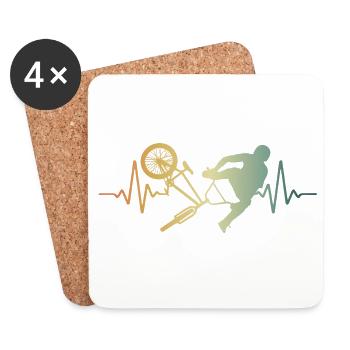 Heartbeat BMX Pulse ECG - Coasters (set of 4) - white - Front