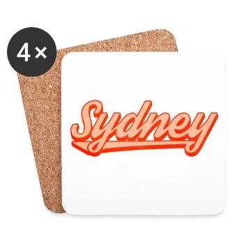 Sydney Retro Script Logo - Untersetzer (4er-Set) - Weiß - Vorne