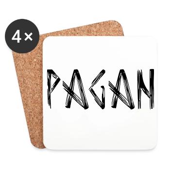 Logo de lettrage païen - Dessous de verre (lot de 4) - blanc - Devant