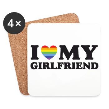 J’aime ma copine - LGBTQ - Dessous de verre (lot de 4) - blanc - Devant