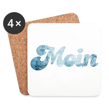 Moin Schiff typisch nordisch Handschrift Nordsee - Untersetzer (4er-Set) - Weiß - Vorne