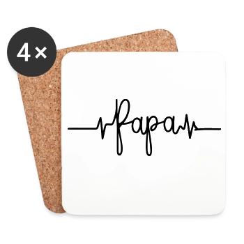 Cadeau 'Papa', Battement de Cœur Minimaliste - Dessous de verre (lot de 4) - blanc - Devant