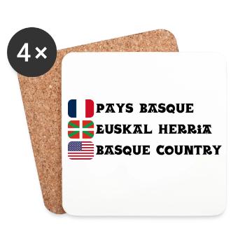 Pays Basque : drapeaux Français, Basque, Américain - Dessous de verre (lot de 4) - blanc - Devant