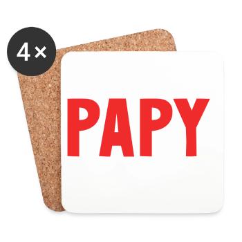PAPY. FÊTE DES PÈRES. BONNE FÊTE PAPY. JE T'AIME. - Dessous de verre (lot de 4) - blanc - Devant
