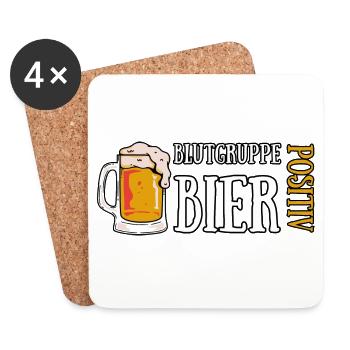 Blutgruppe Bier Positiv - Untersetzer (4er-Set) - Weiß - Vorne