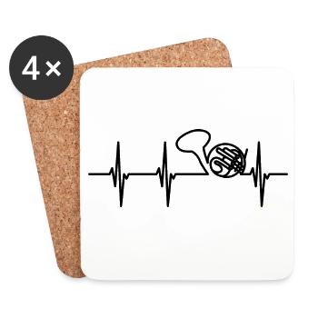 Waldhorn EKG Herzlinie - Untersetzer (4er-Set) - Weiß - Vorne