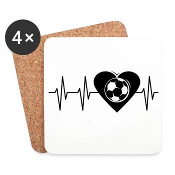 pulse heart soccer heartbeat icon symbol love - Coasters (set of 4) - white - Front