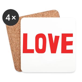 HERZ. HERZ. VALENTINSTAG. LIEBE. LIEBE. PAAR. - Untersetzer (4er-Set) - Weiß - Vorne