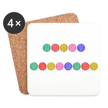 HAPPY BIRTHDAY. HAPPY BIRTHDAY. ANNIVERSARY. - Coasters (set of 4) - white - Front