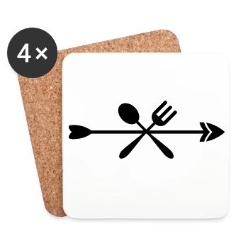 Symbol kochen und essen - Untersetzer (4er-Set) - Weiß - Vorne
