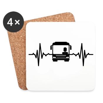 Battement de cœur du chauffeur de bus - Dessous de verre (lot de 4) - blanc - Devant
