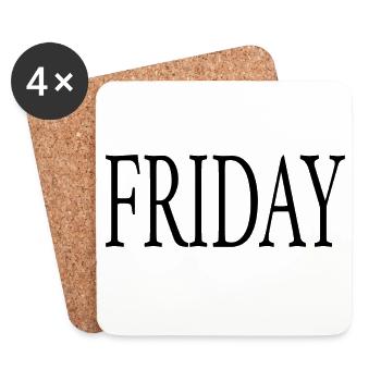 Friday Freitag Wochenende - Untersetzer (4er-Set) - Weiß - Vorne