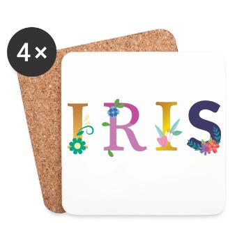 IRIS Name Adorned with Flowers - Coasters (set of 4) - white - Front