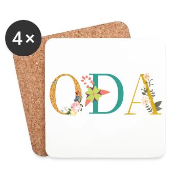 ODA name decorated with flowers - Coasters (set of 4) - white - Front