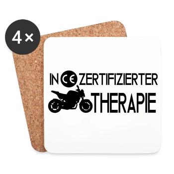 Motorrad Therapie - Untersetzer (4er-Set) - Weiß - Vorne